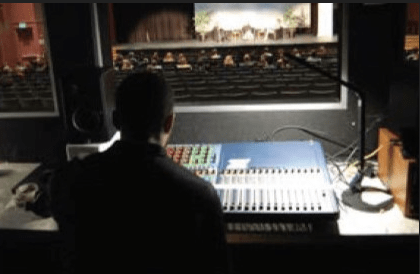 person using a soundboard