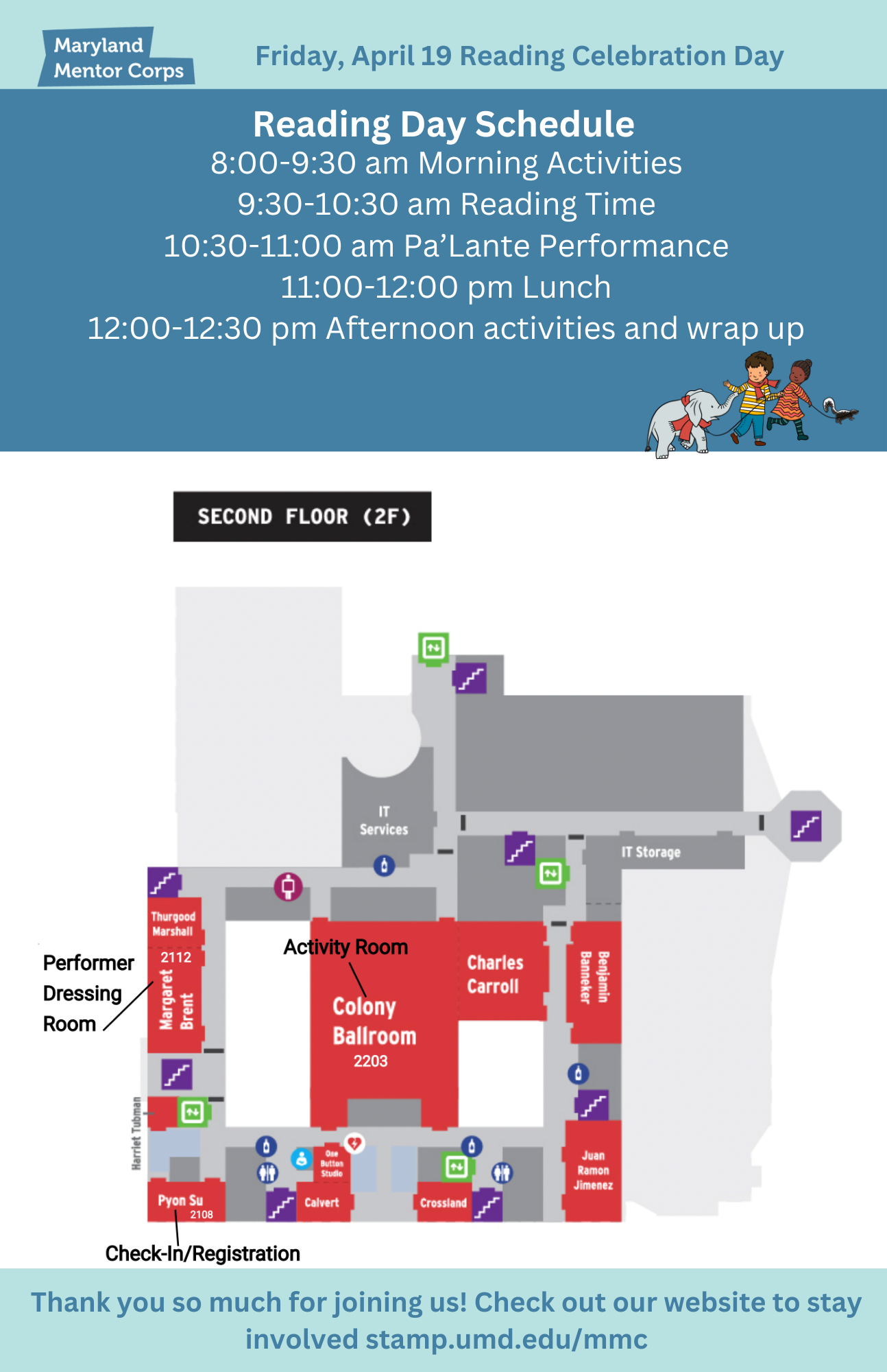 Reading Day Schedule and Map