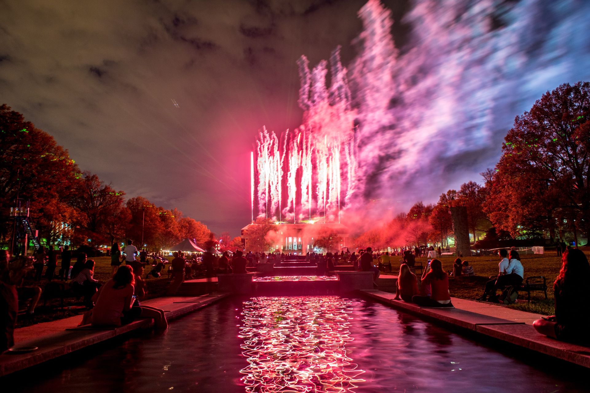 fireworks behind McKeldin library