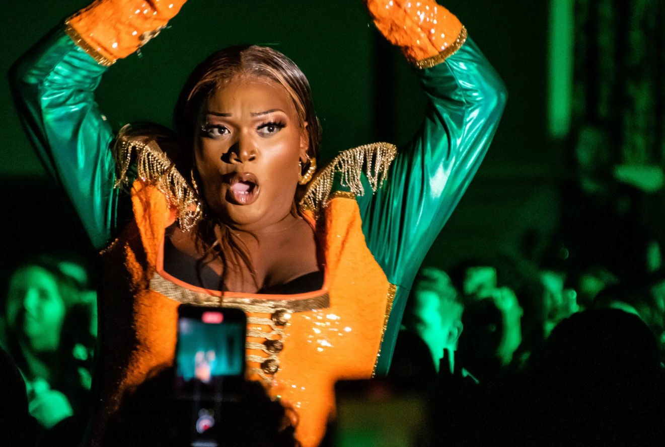 Kornbread Jeté performs at SEE's annual spring drag show (Jess Daninhirsch/The Diamondback)