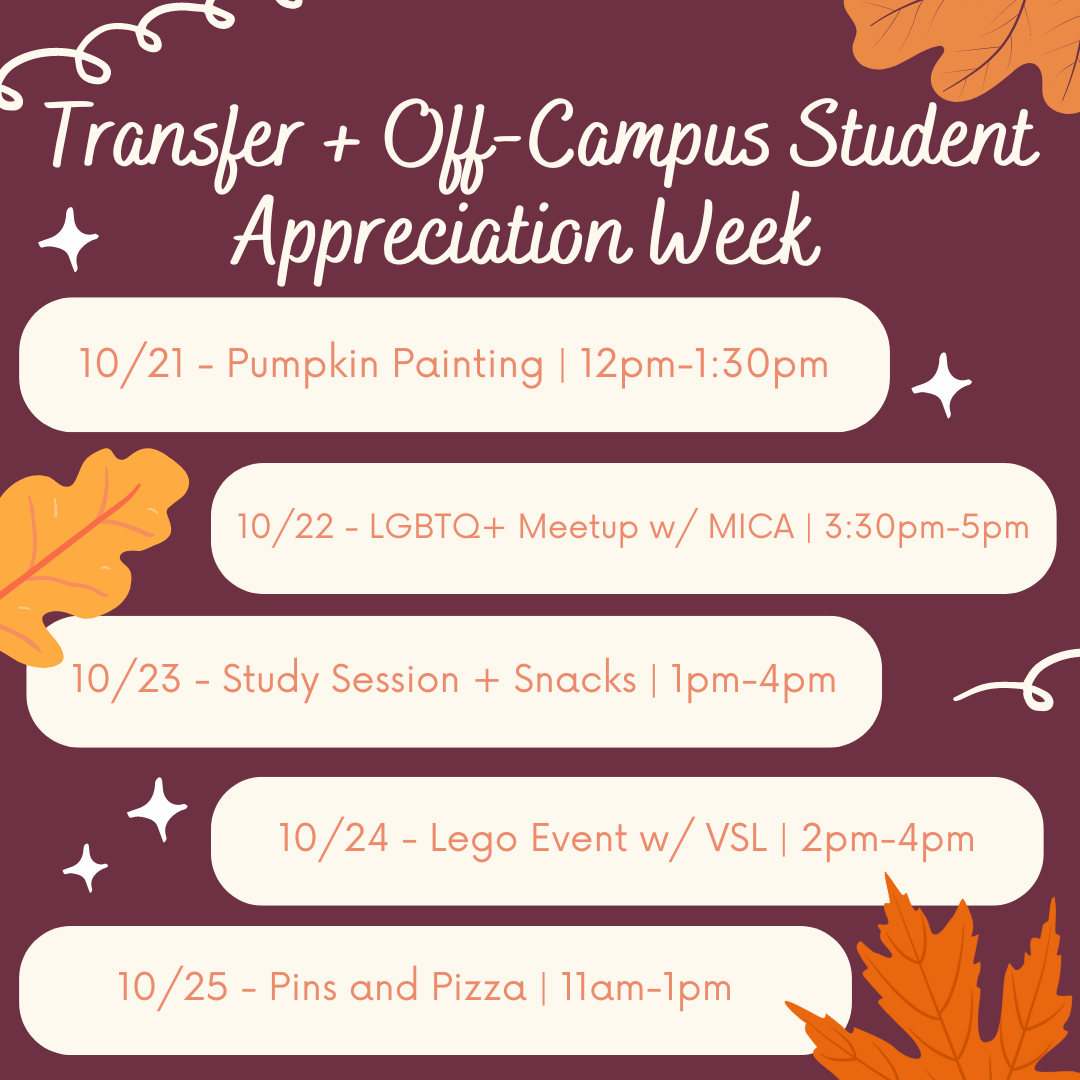 Transfer and Off-Campus Student Appreciation Week Schedule