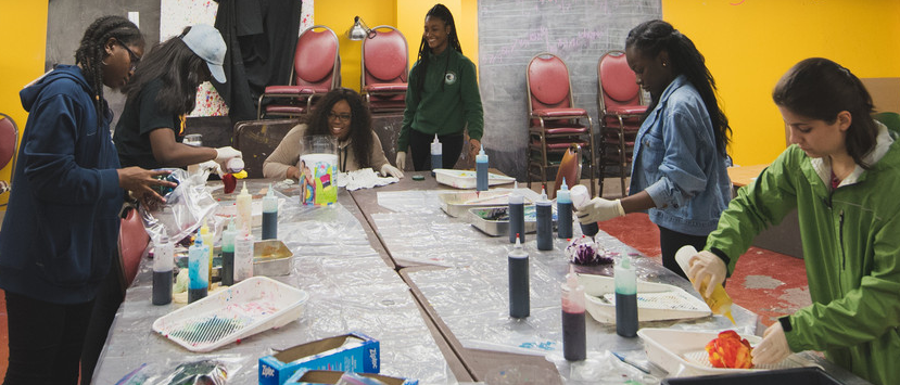 Group of people doing tie-dye