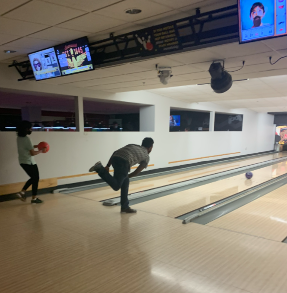 Student bowling at Terpzone