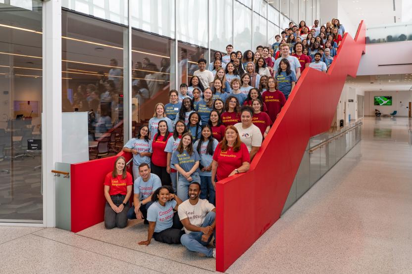 LCSL student leaders standing on stairs