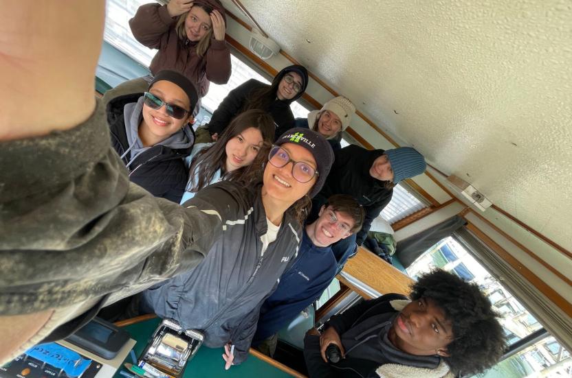 AB team poses en route to their destination