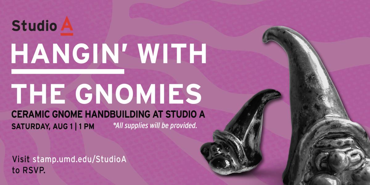 Graphic showing hand-built ceramic gnomes