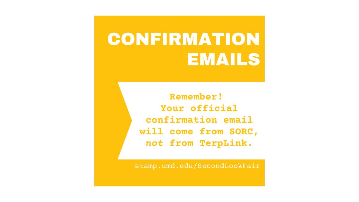 Official confirmation emails come from SORC, not from TerpLink
