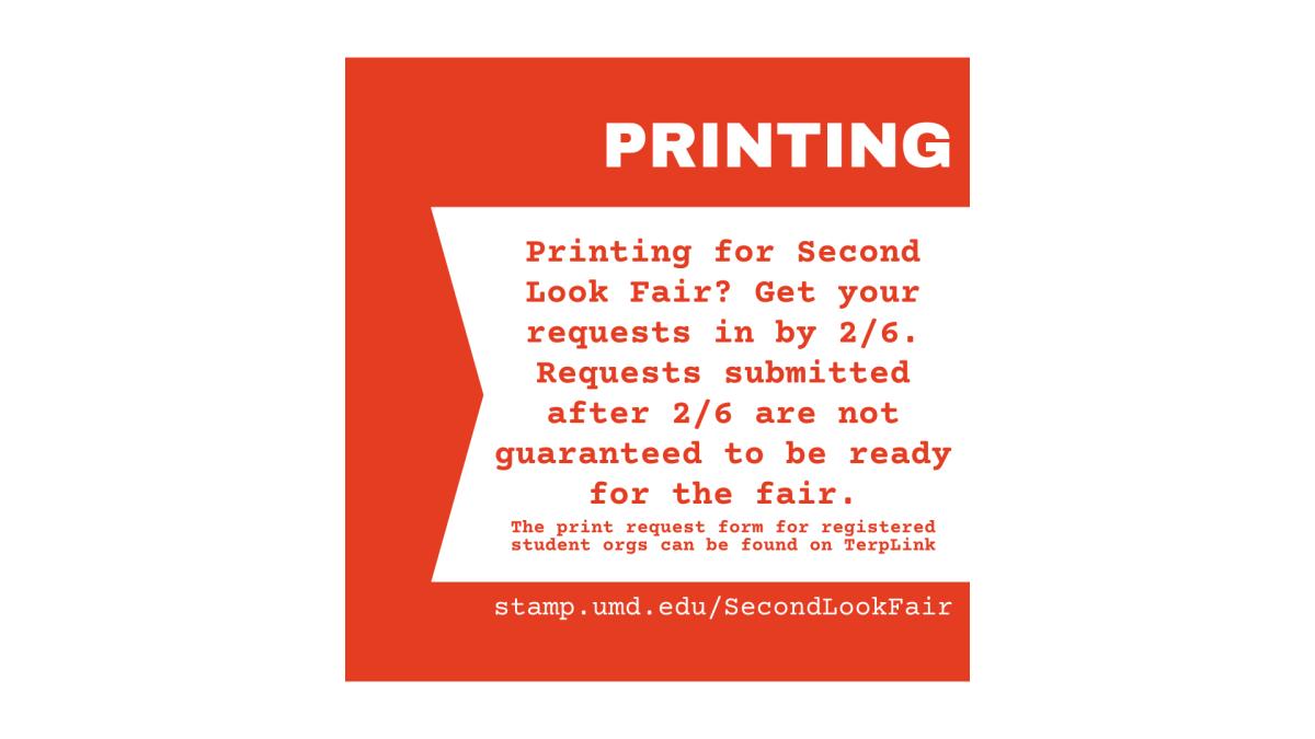 Print requests submitted by 2/6 are guaranteed in time for First Look Fair