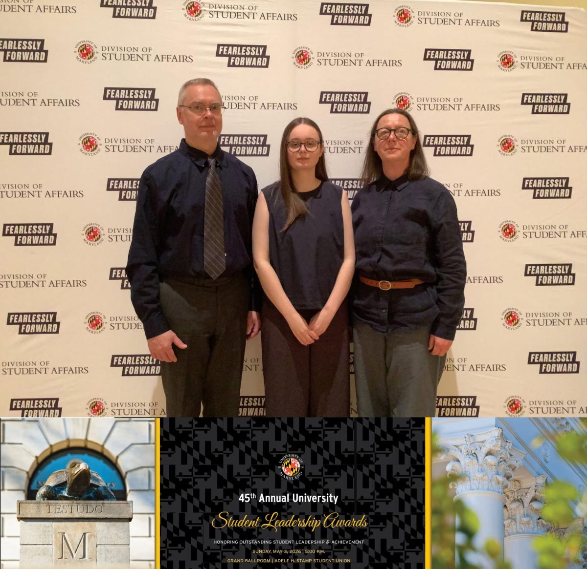 Photo of an award recipient and her family