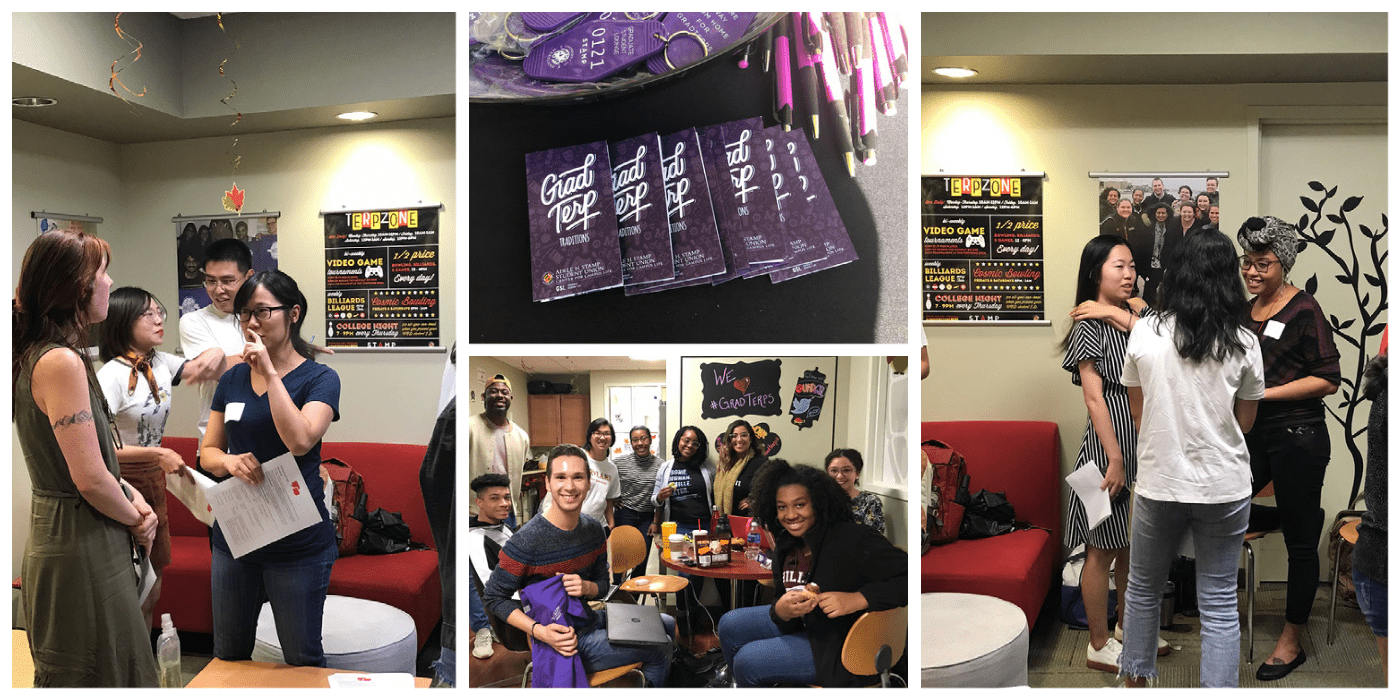 Graduate Student Life: GradTerps socializing in the lounge space
