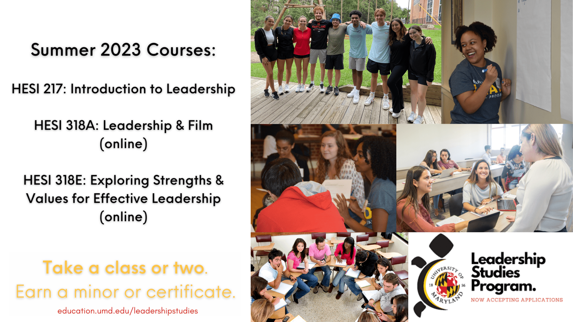 Summer leadership courses available at education.umd.edu/leadershipstudies