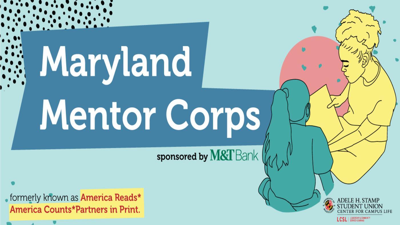 light blue background with doodles; text reads "Maryland Mentor Corps"
