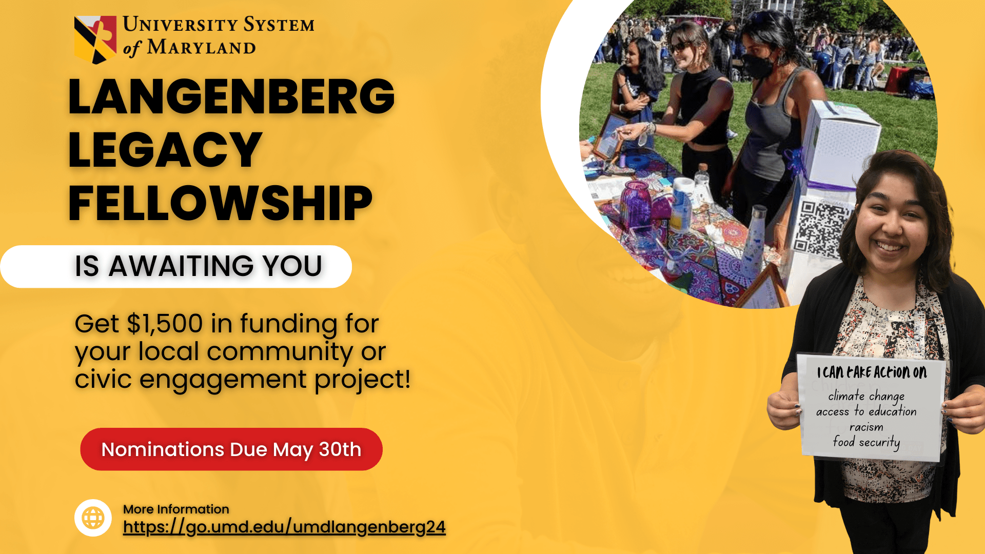 langenberg legacy fellowship announcement sharing May 30th as due date; Get $1500 in funding for your local community engagement project