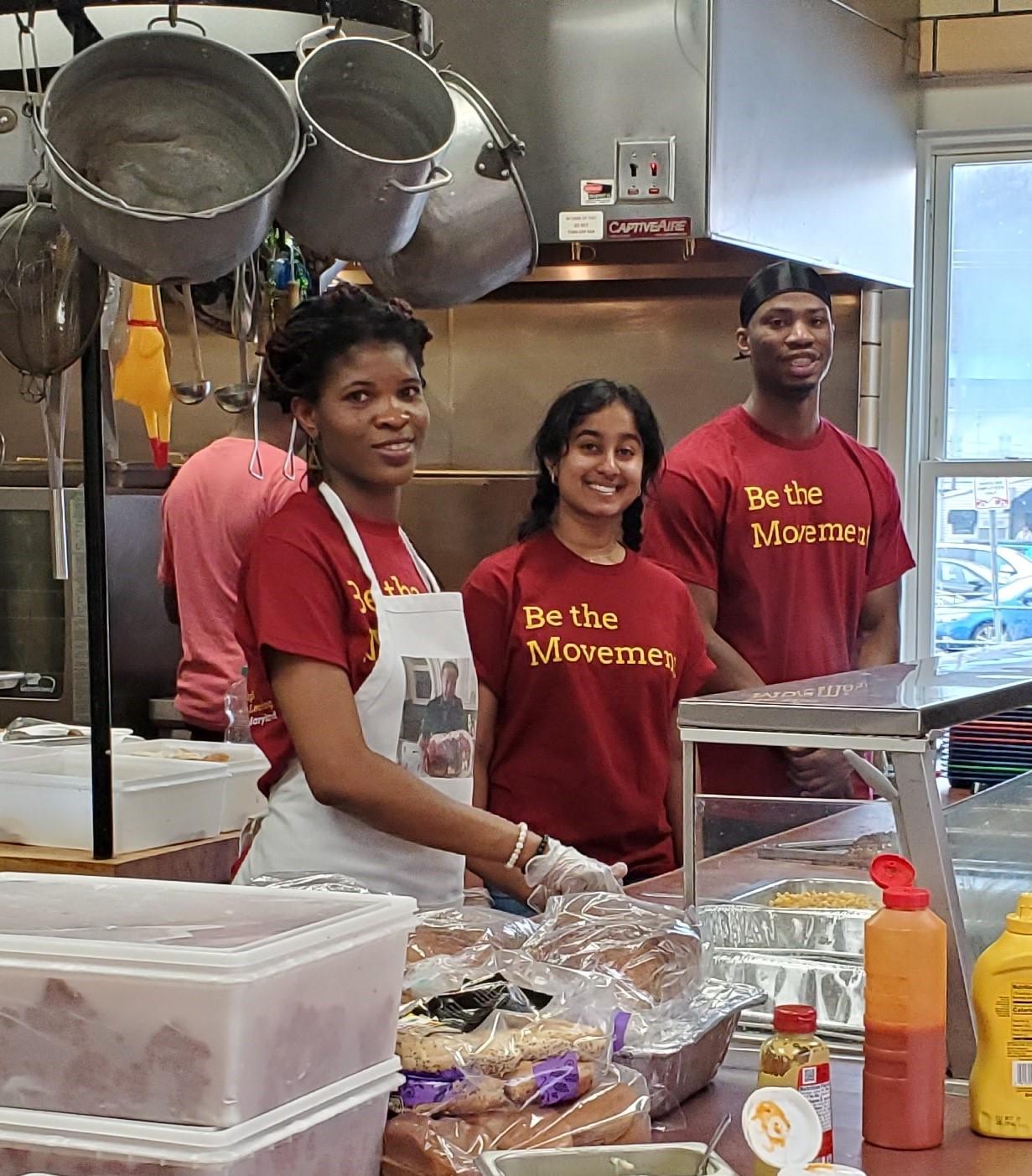 Students volunteering at soup kitchen