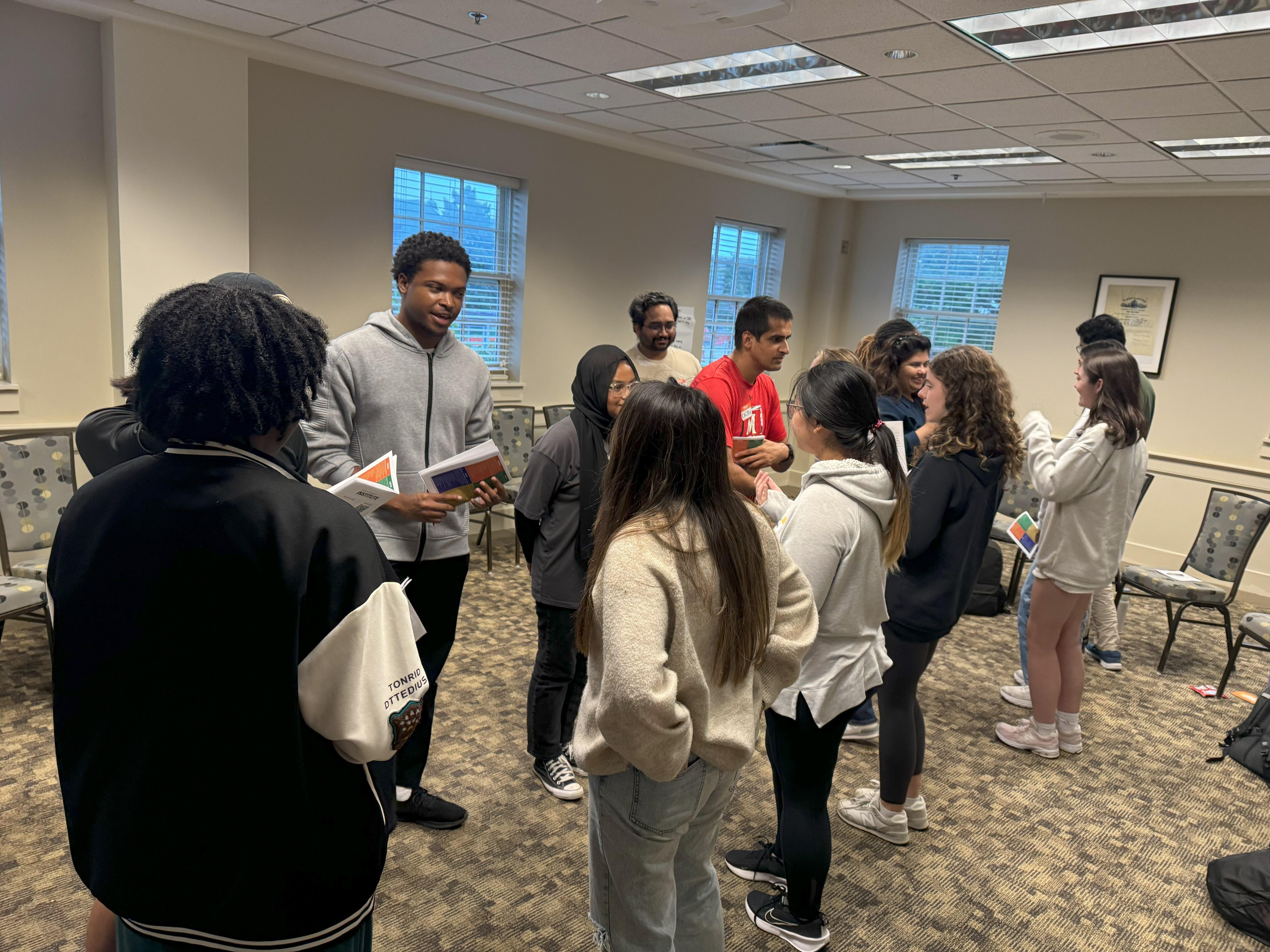 Student discussing in activity