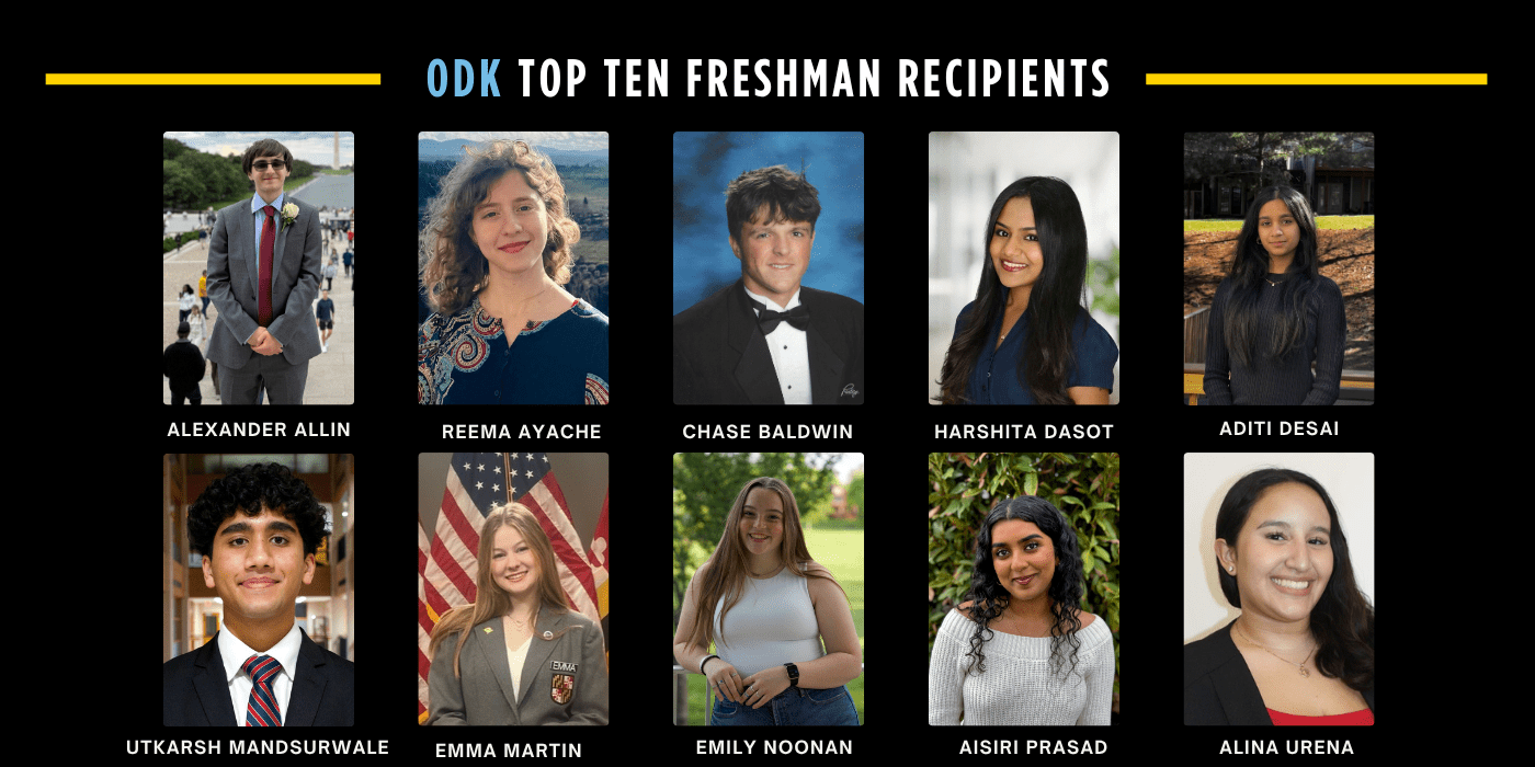Image of the 2026 ODK top ten freshman award recipients