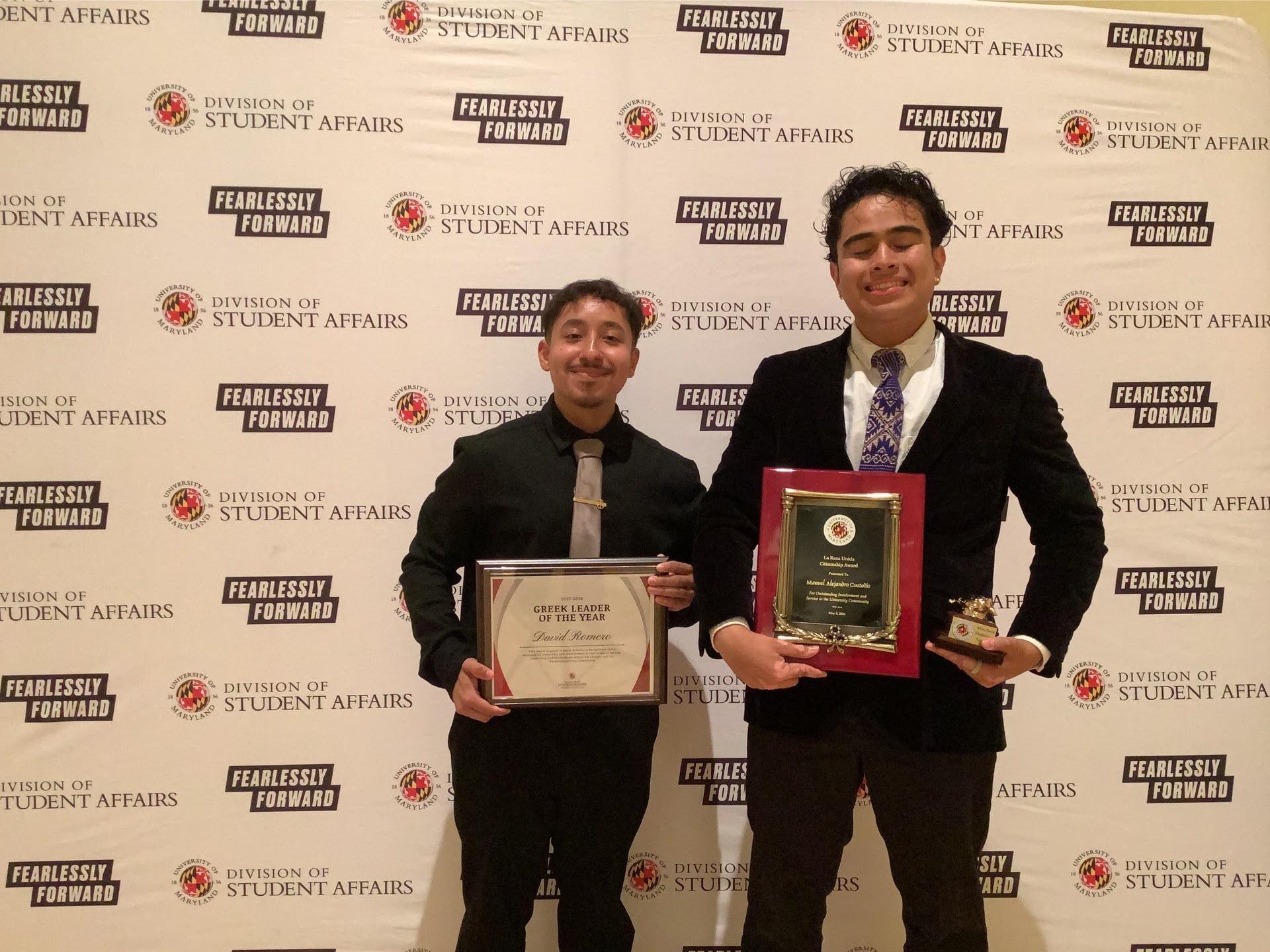 Photobooth photo of two award recipients 