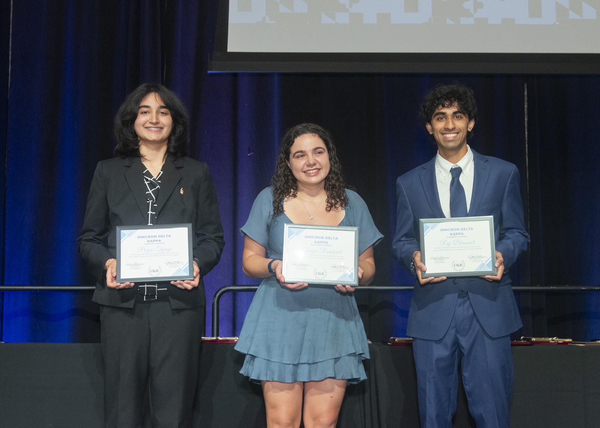 Photo of the 3 ODK sophomore leader of the year finalists