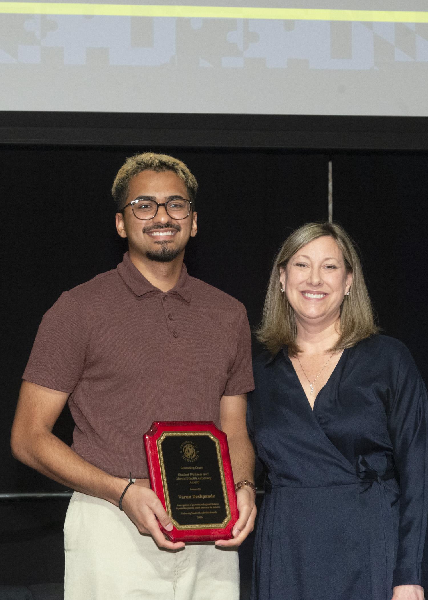 A photo of the Student Wellness and Mental Health Award recipient