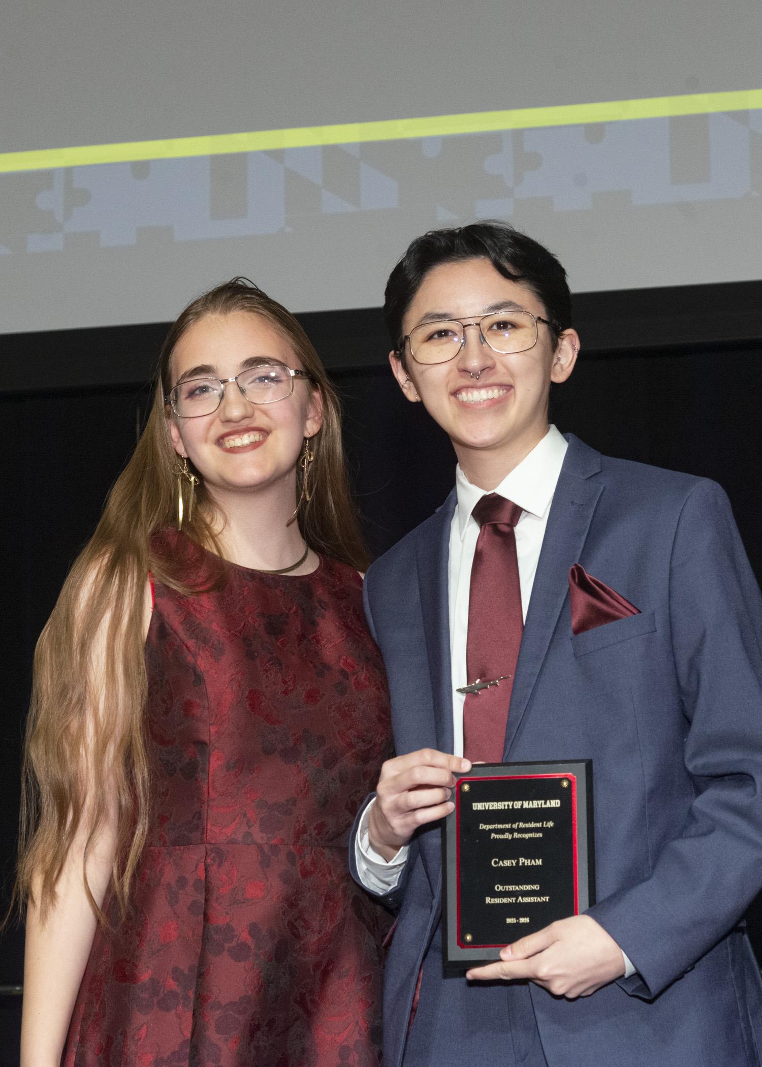 A photo of the outstanding resident assistant award recipient