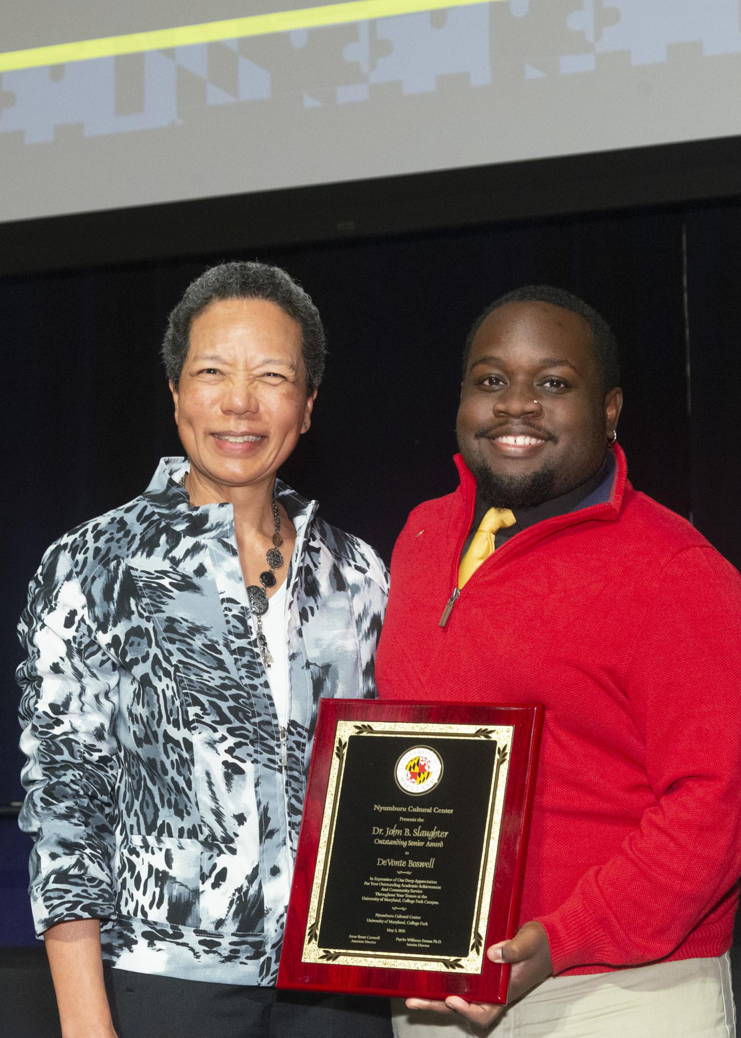 An image of the John b. slaughter Outstanding senior award recipient