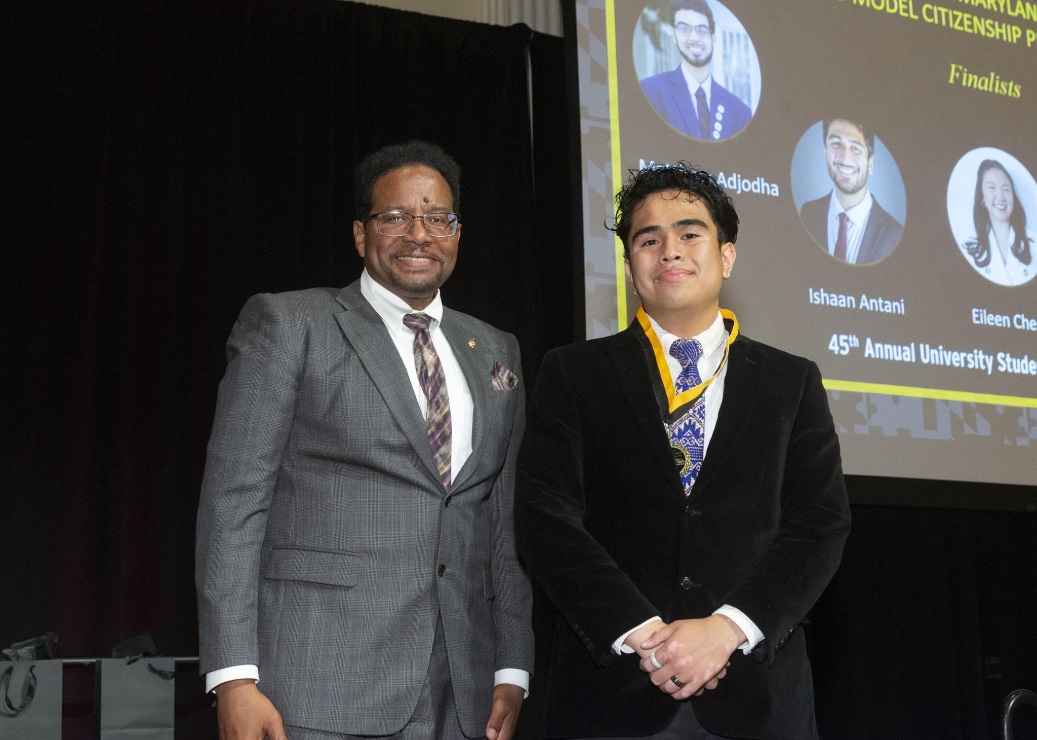 President Pines and a member of the maryland medallion society