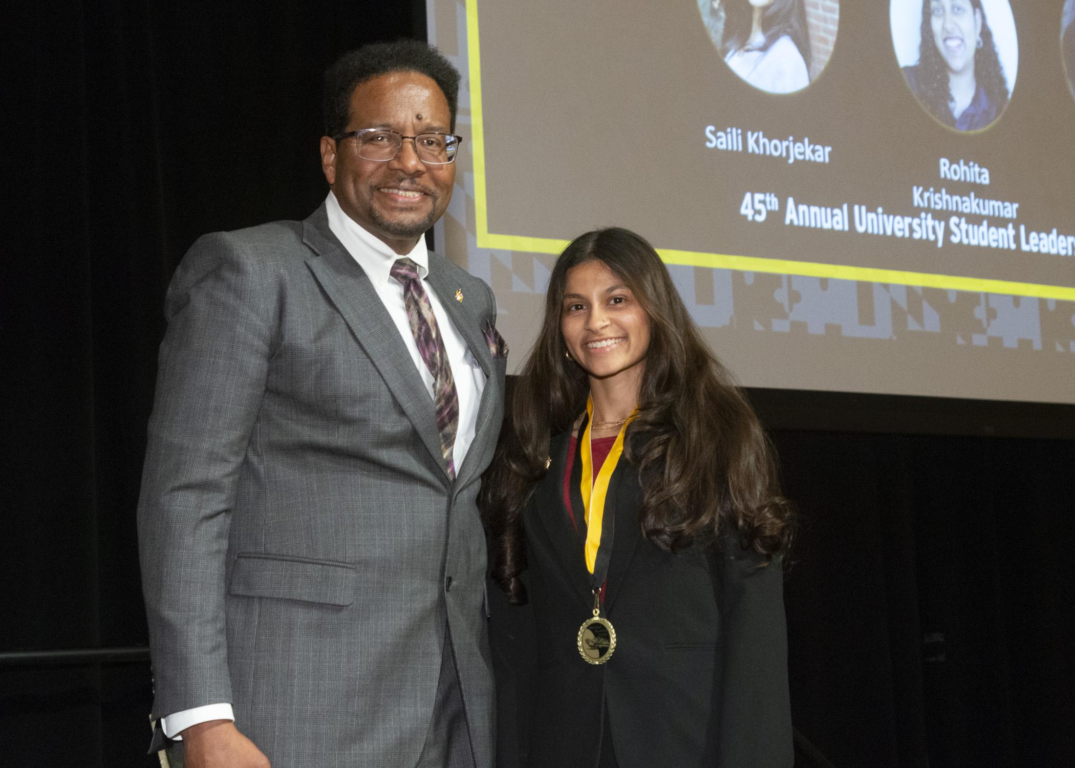 President Pines and a member of the maryland medallion society