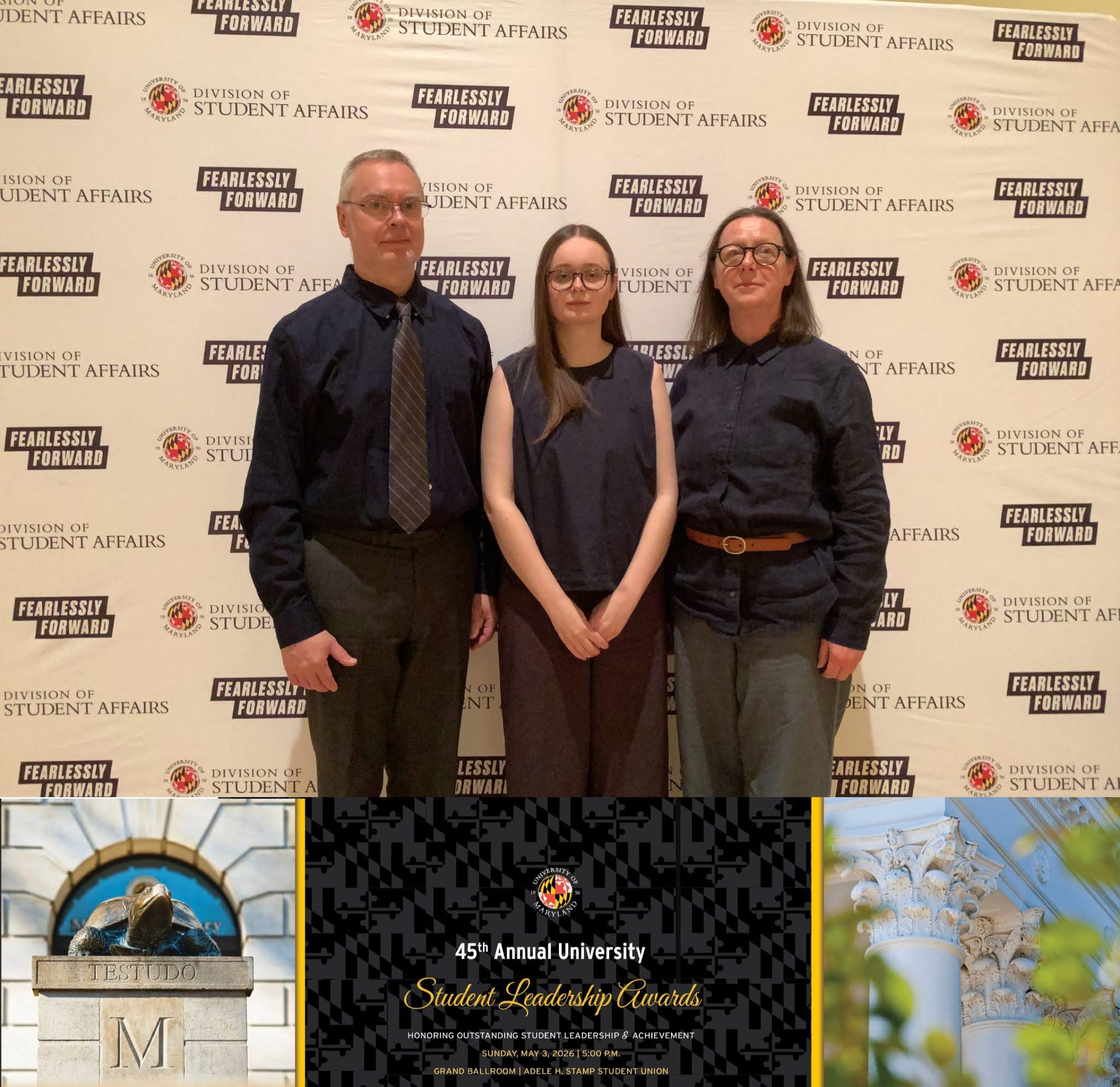 Photo of an award recipient and her family