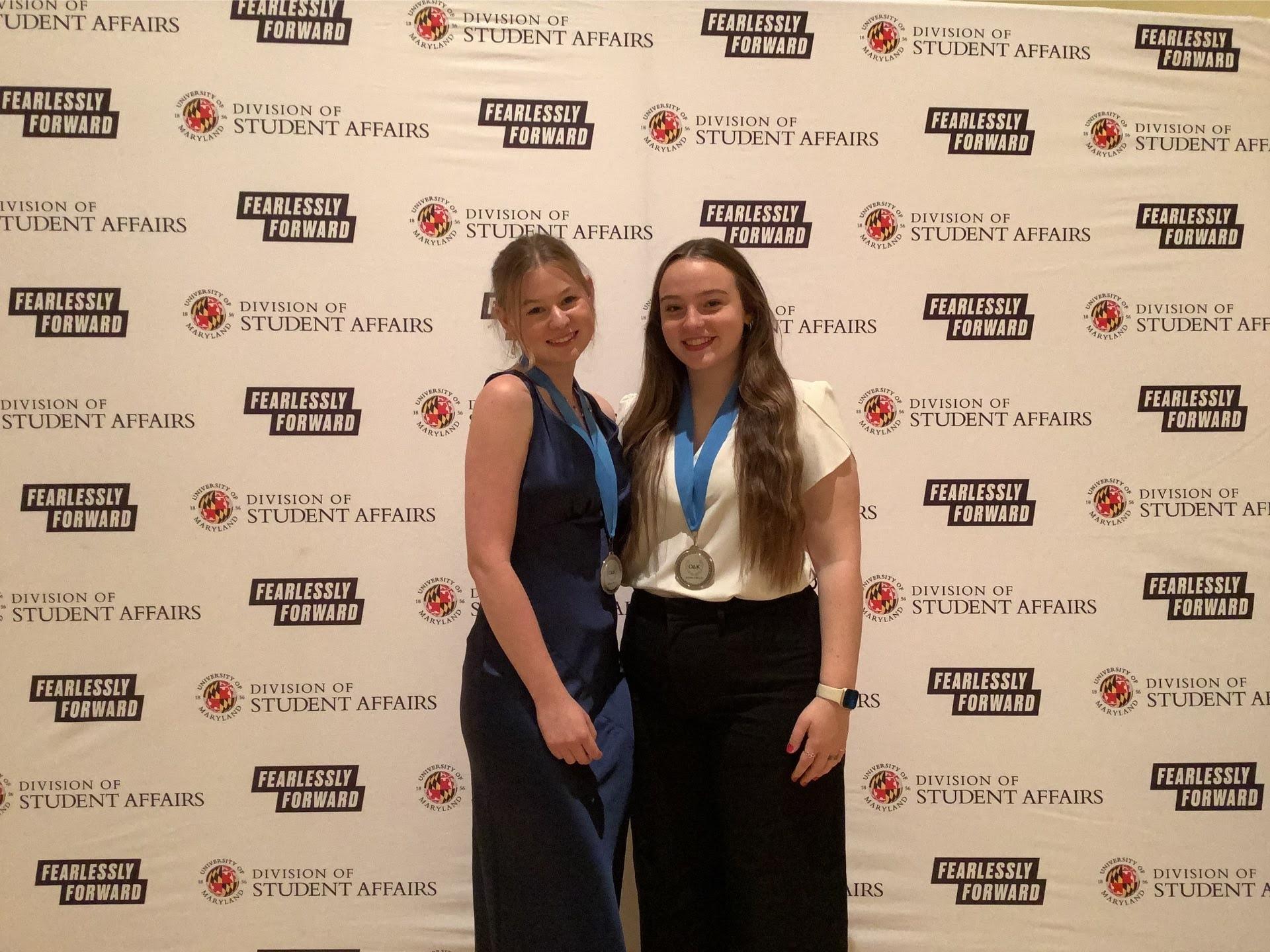 Photobooth photo of two award recipients 