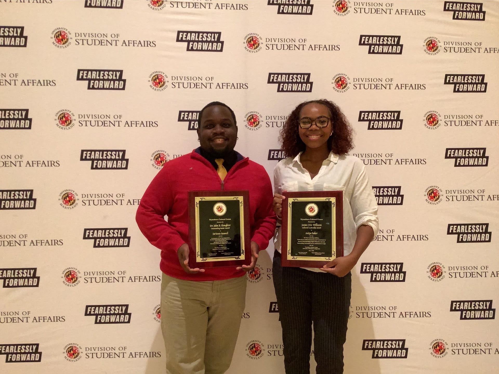 Photobooth photo of two award recipients 
