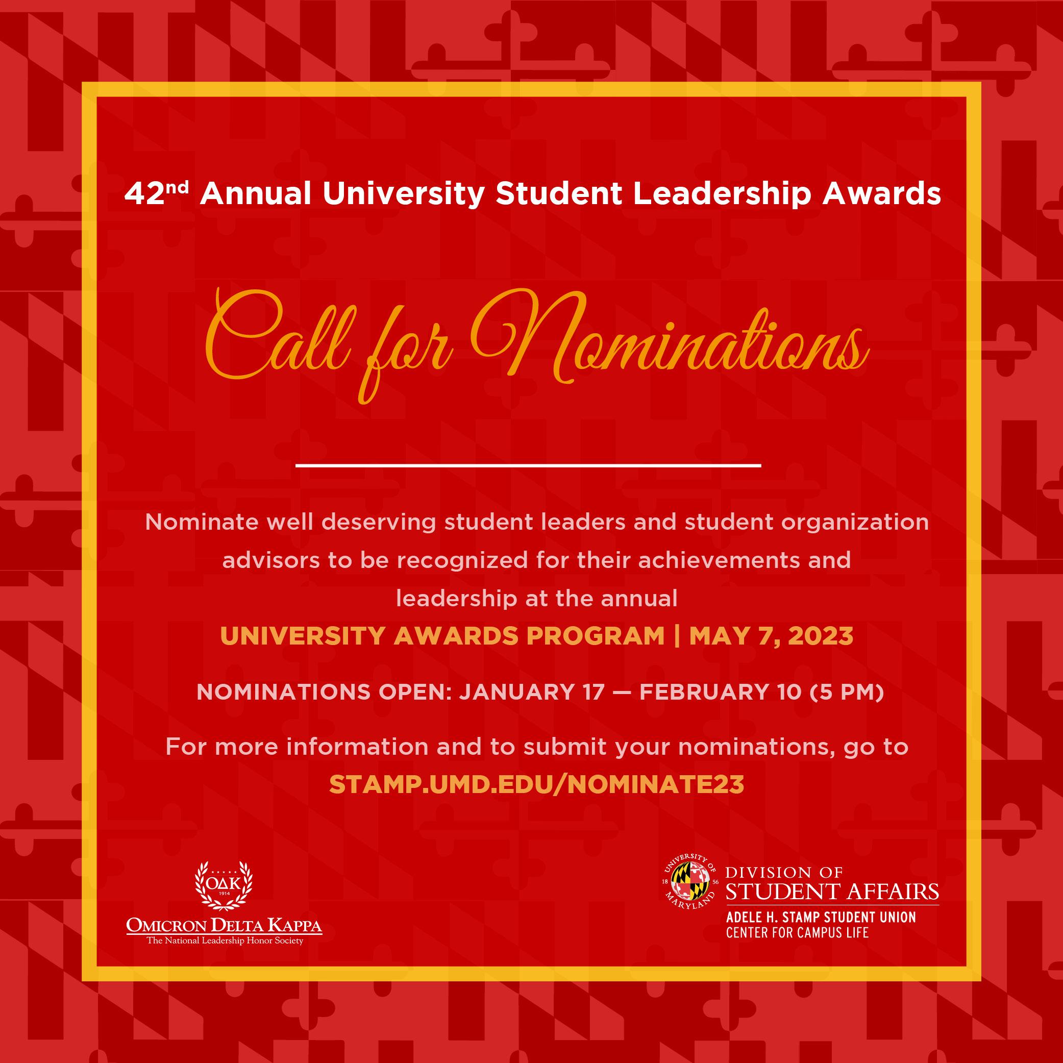 42nd Annual University Student Leadership Awards