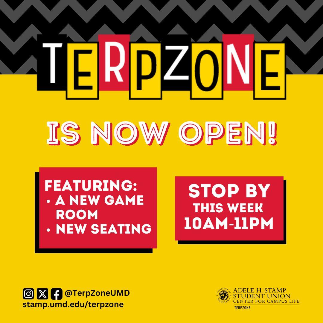 Portrait of TerpZone Now Open with New Game Room & Seating!