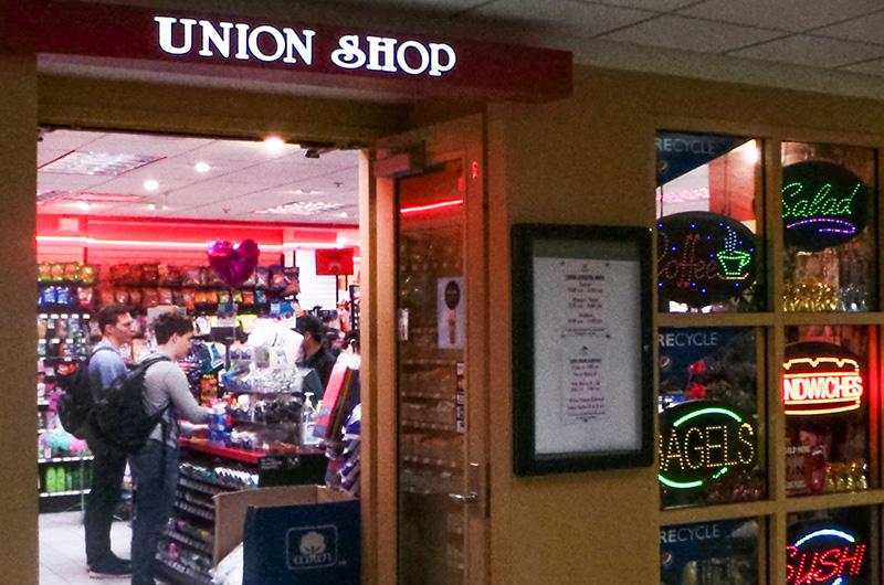 Students buying items in the Union Shop at the Stamp Student Union.
